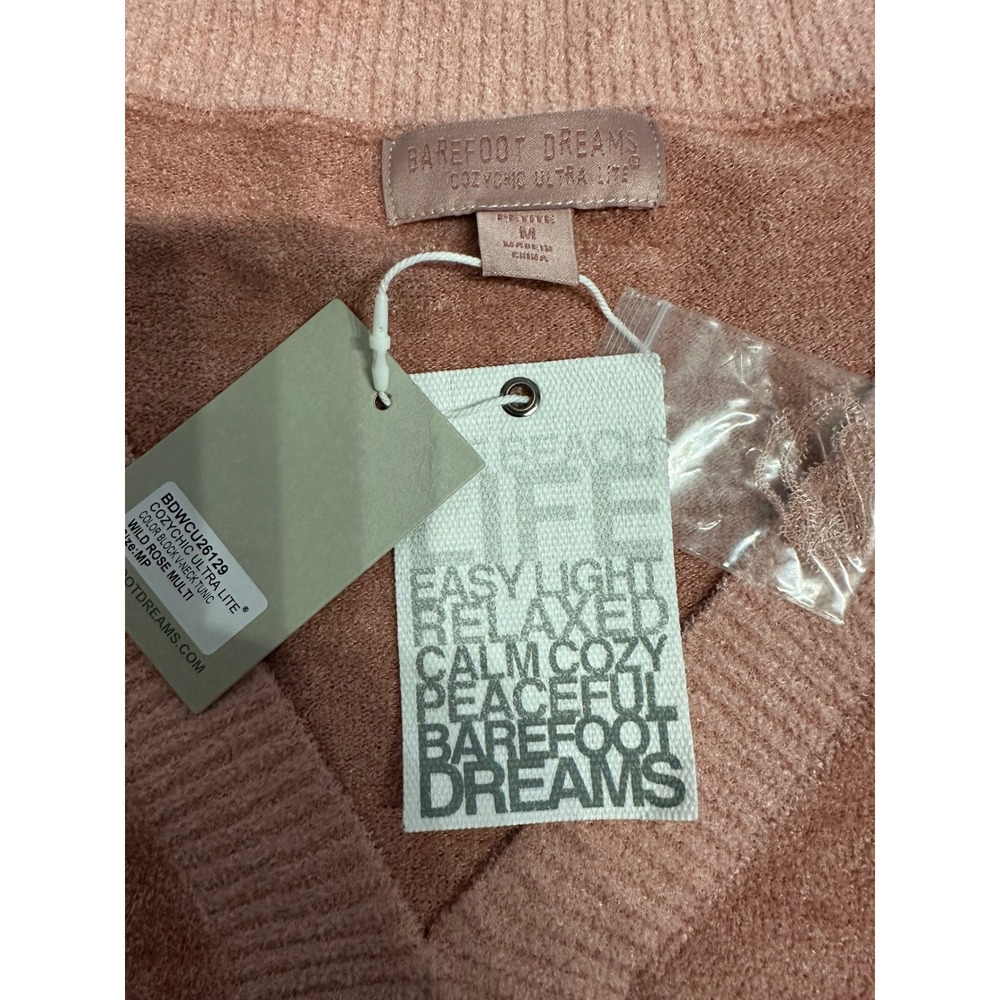 Barefoot Dreams CozyChic Ultra Lite Color Block V-Neck Tunic Wild Rose MP NEW - Picture 4 of 9